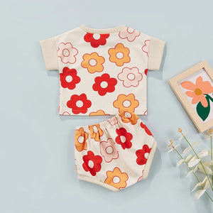 Floral Fusion Shirt & Shorts 100% Cotton Baby Girls Lounge Set