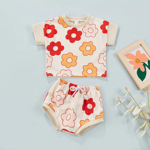 Floral Fusion Shirt & Shorts 100% Cotton Baby Girls Lounge Set