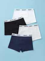 4pcs Mixed Color Chuldren's Boxer Briefs Cotton Solid Soft Breathable Boys Underwear