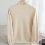 Sweater 100% pure wool semi-high neck loose sweater autumn and winter warm bottoming sweater