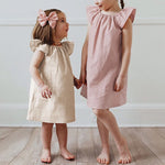 Pink Dahlia Bamboo Linen Girls Dress