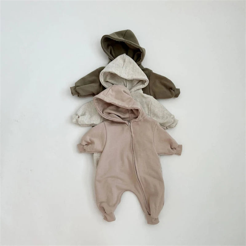 Natures Hues Hooded Organic Cotton Baby Boys & Girls Romper