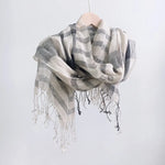 Desert Breeze Plaid 100% Linen Womens Scarf