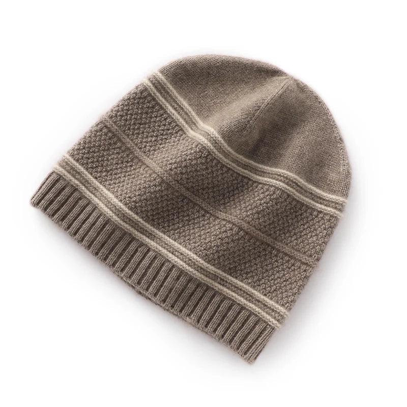 Silver Forest Stripes Knit Cashmere Womens Hat | Hypoallergenic - Allergy Friendly - Naturally Free