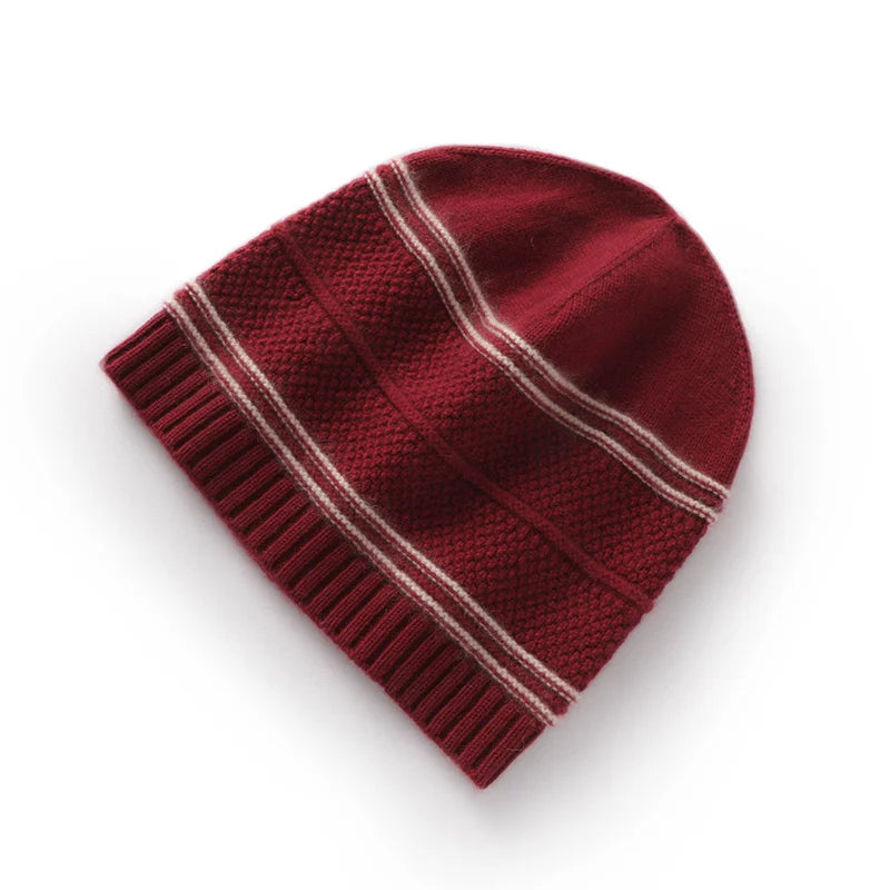 Silver Forest Stripes Knit Cashmere Womens Hat | Hypoallergenic - Allergy Friendly - Naturally Free