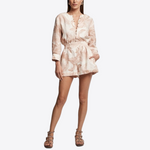 Sky Blush Floral Linen Romper | Hypoallergenic - Allergy Friendly - Naturally Free