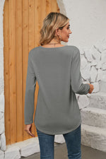 Sky Blush Square Neck Long Sleeve Viscose Blouse | Hypoallergenic - Allergy Friendly - Naturally Free