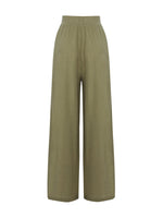 THE HAND LOOM Skye Palazzo 100% Organic Cotton Womens Pants - Khaki Green