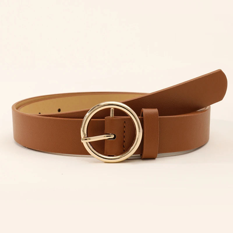 Solstice Circle Round Buckle Vegan Leather Womens Belt | Hypoallergenic - Allergy Friendly - Naturally Free