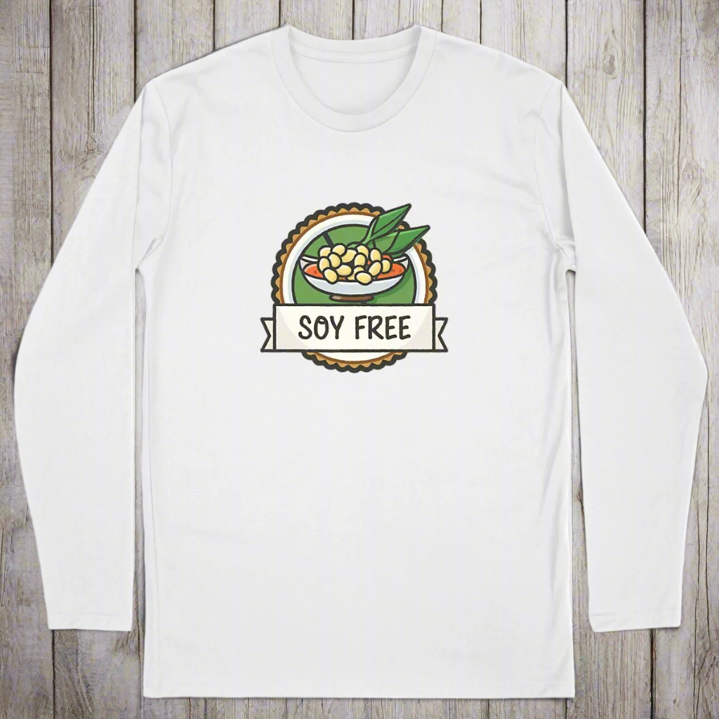 Soy Free Bowl Long Sleeve Organic Cotton Graphic Mens Shirt