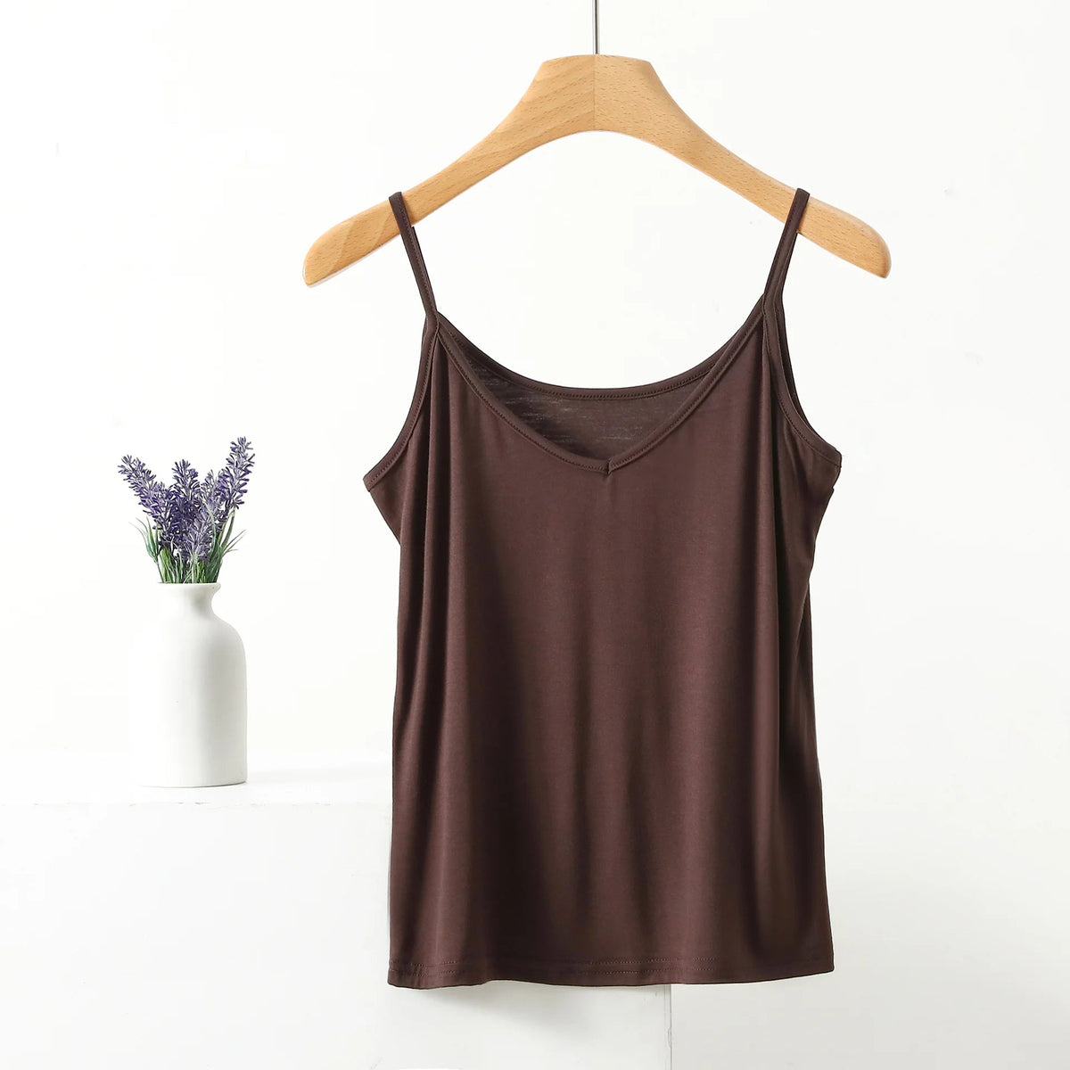 Spiced Pear V-Neck Camisole Viscose Womens Lounge Tank Top | Hypoallergenic - Allergy Friendly - Naturally Free