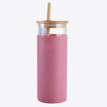 Spring Pastels Heat Resistant Silicone Sleeve Glass Water Bottle With Straw | Hypoallergenic - Allergy Friendly - Naturally Free