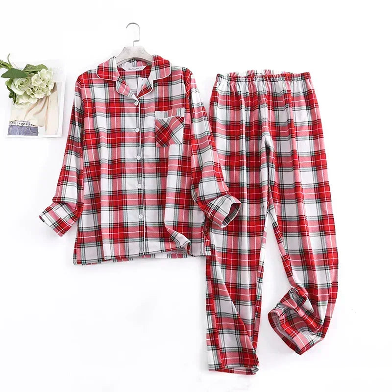 Springtime Bliss Plaid Cotton Womens Pajama Set | Hypoallergenic - Allergy Friendly - Naturally Free
