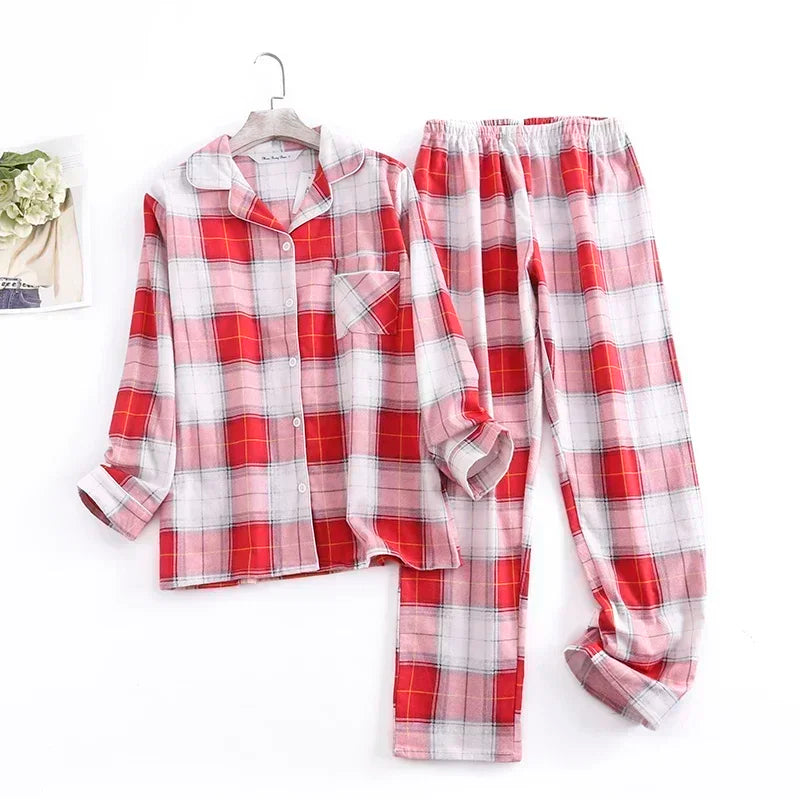 Springtime Bliss Plaid Cotton Womens Pajama Set | Hypoallergenic - Allergy Friendly - Naturally Free