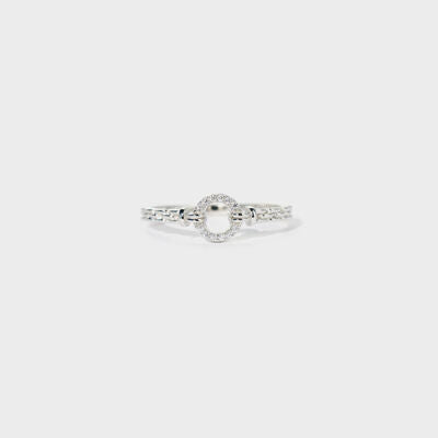 Starry Hollow Round Zircon Sterling Silver Ring | Hypoallergenic - Allergy Friendly - Naturally Free