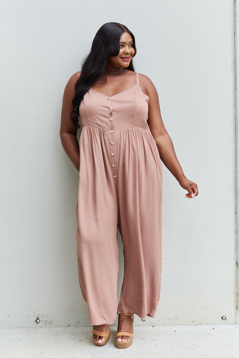 Strawberry Mocha Button Down Jumpsuit | Hypoallergenic - Allergy Friendly - Naturally Free