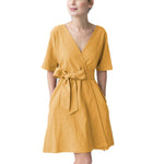 Sunny Sands V-Neck 100% Linen Dress | Hypoallergenic - Allergy Friendly - Naturally Free