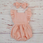 Sweet Grapefruit 2 Pcs Headband Ruffle Organic Cotton Baby Girls Romper | Hypoallergenic - Allergy Friendly - Naturally Free