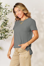 Sweet Magnolia Solid Round Neck Short Sleeve Viscose Shirt | Hypoallergenic - Allergy Friendly - Naturally Free