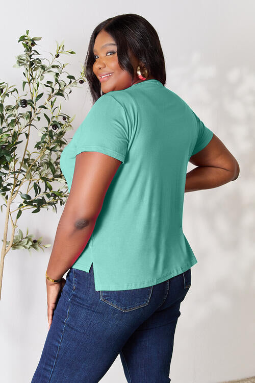 Sweet Magnolia Solid Round Neck Short Sleeve Viscose Shirt | Hypoallergenic - Allergy Friendly - Naturally Free