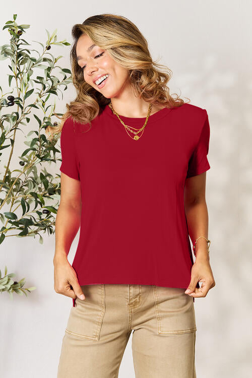 Sweet Magnolia Solid Round Neck Short Sleeve Viscose Shirt | Hypoallergenic - Allergy Friendly - Naturally Free