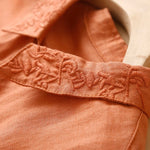 Tangerine Sunset Casual Collar Drawstring 100% Linen Dress | Hypoallergenic - Allergy Friendly - Naturally Free