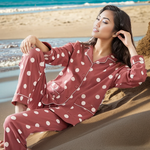 Strawberry Harvest Polka Dot Cotton Womens Pajama Set