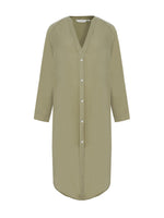 THE HAND LOOM Terra Shirt 100% Organic Cotton Womens Dress - Khaki Green