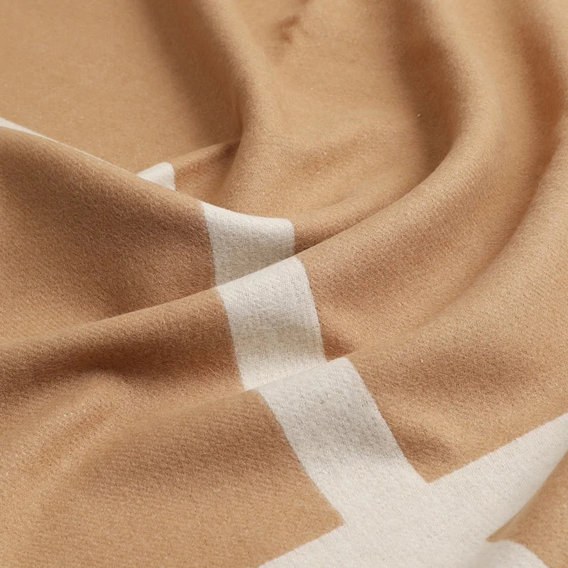 Toasted Caramel Stripes 100% Wool Throw Blanket | Hypoallergenic - Allergy Friendly - Naturally Free