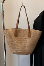 Tropical Beach Vegan Leather Straw Tote Bag | Hypoallergenic - Allergy Friendly - Naturally Free