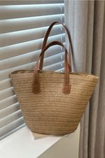 Tropical Beach Vegan Leather Straw Tote Bag | Hypoallergenic - Allergy Friendly - Naturally Free