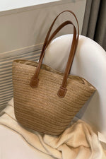 Tropical Beach Vegan Leather Straw Tote Bag | Hypoallergenic - Allergy Friendly - Naturally Free