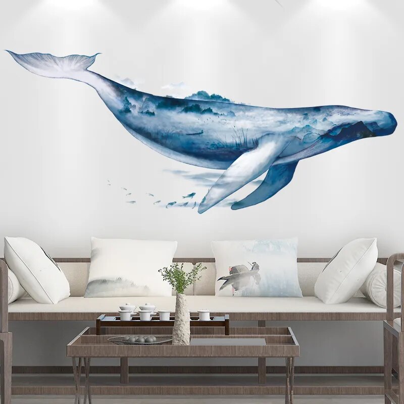 Underwater Adventures Whale Fish DIY Self Adhesive Wall Stickers | Hypoallergenic - Allergy Friendly - Naturally Free