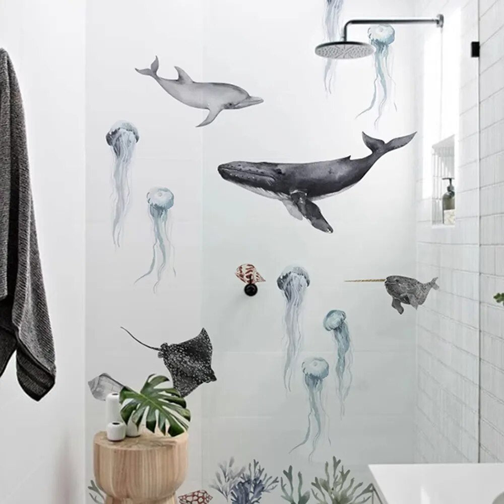 Underwater Animals DIY Vinyl Non-Toxic Decal Self Adhesive Wall Stickers | Hypoallergenic - Allergy Friendly - Naturally Free