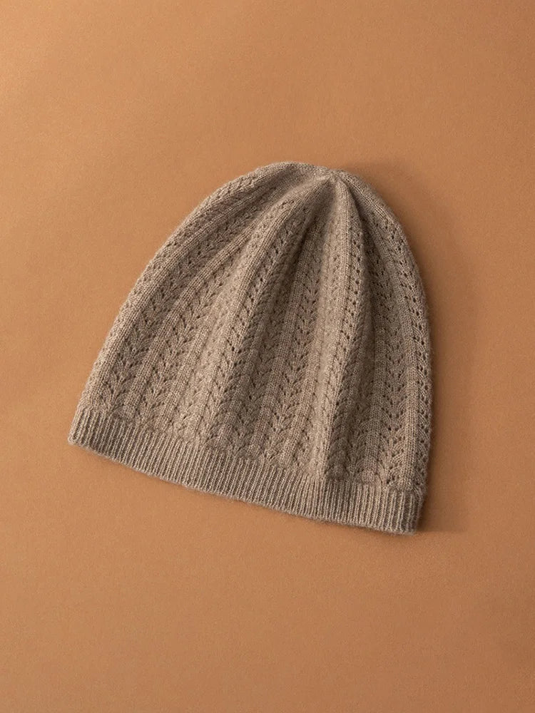 White Strawberries Cashmere Knit Womens Hat | Hypoallergenic - Allergy Friendly - Naturally Free