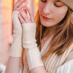 Winter Frost Knit Fingerless Cashmere Womens Gloves | Hypoallergenic - Allergy Friendly - Naturally Free