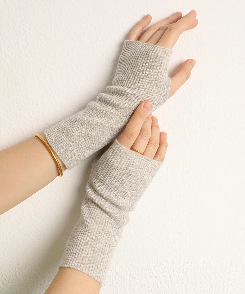 Winter Frost Knit Fingerless Cashmere Womens Gloves | Hypoallergenic - Allergy Friendly - Naturally Free