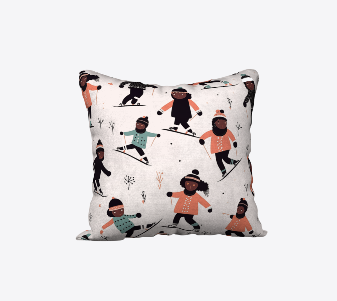 Winter Skiing Throw Pillow Cover | Hypoallergenic - Allergy Friendly - Naturally Free