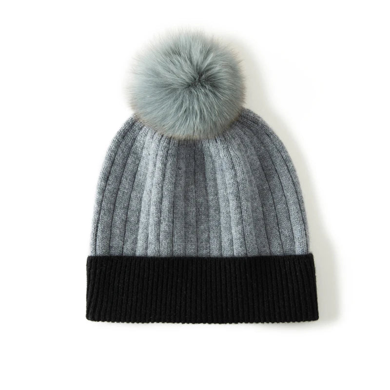 Winter Wonderland Pom Cashmere Womens Beanies Hat | Hypoallergenic - Allergy Friendly - Naturally Free