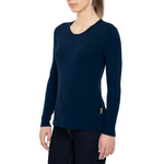 MENIQUE Long Sleeve Crew 100% Merino Wool Womens Shirt Dark Blue