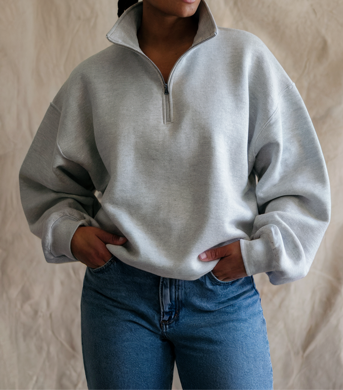 1Pc 100% Organic Cotton Sweatshirt With Zipper