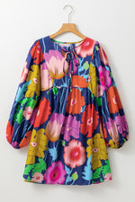 Garden Bloom Floral Long Sleeve 100% Cotton Womens Dress