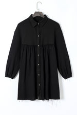 Midnight Sky Crinkle Puff Sleeve Shirt 100% Cotton Womens Dress