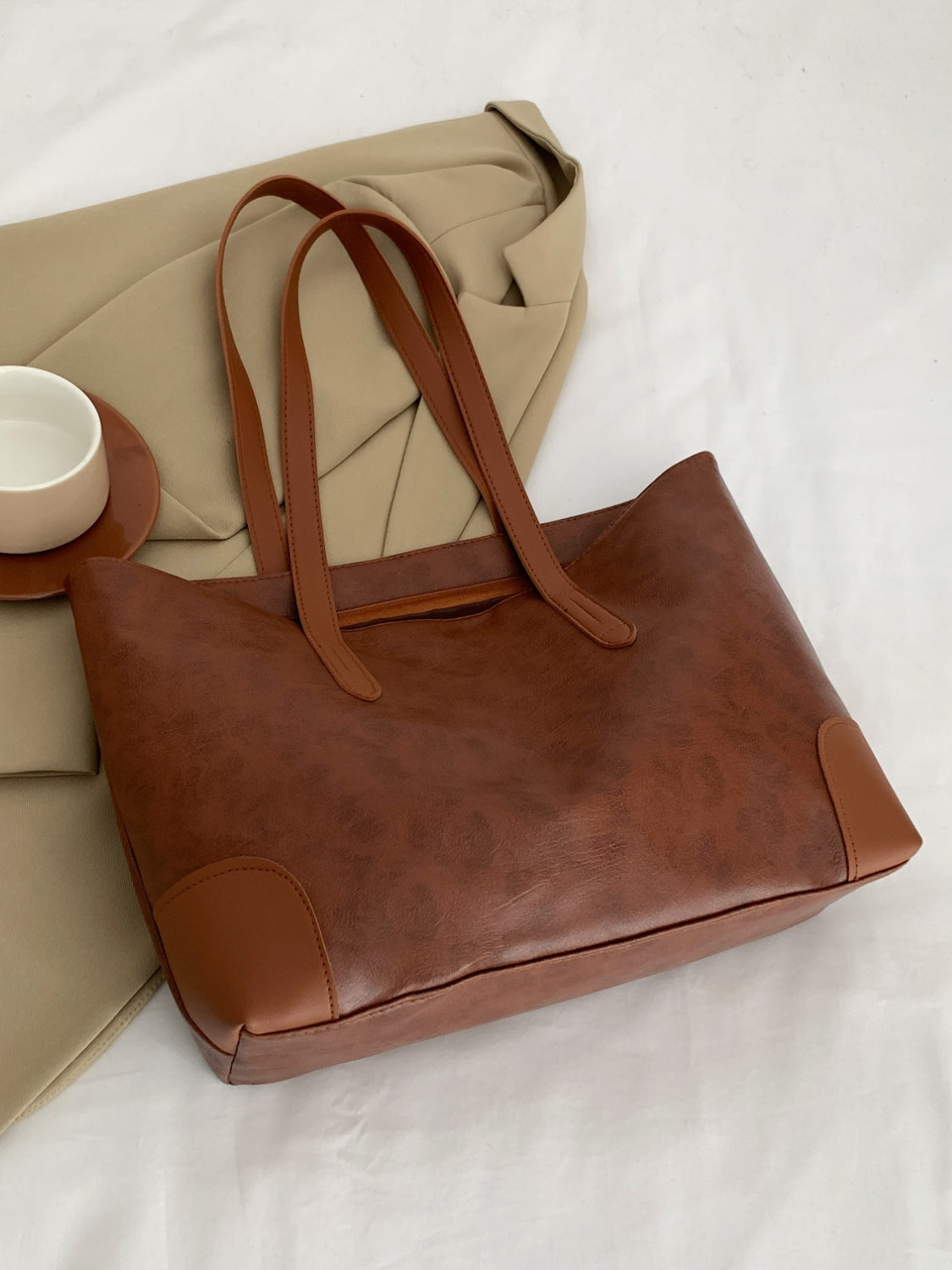 Coffee Mocha Vegan Leather Womens Tote Bag