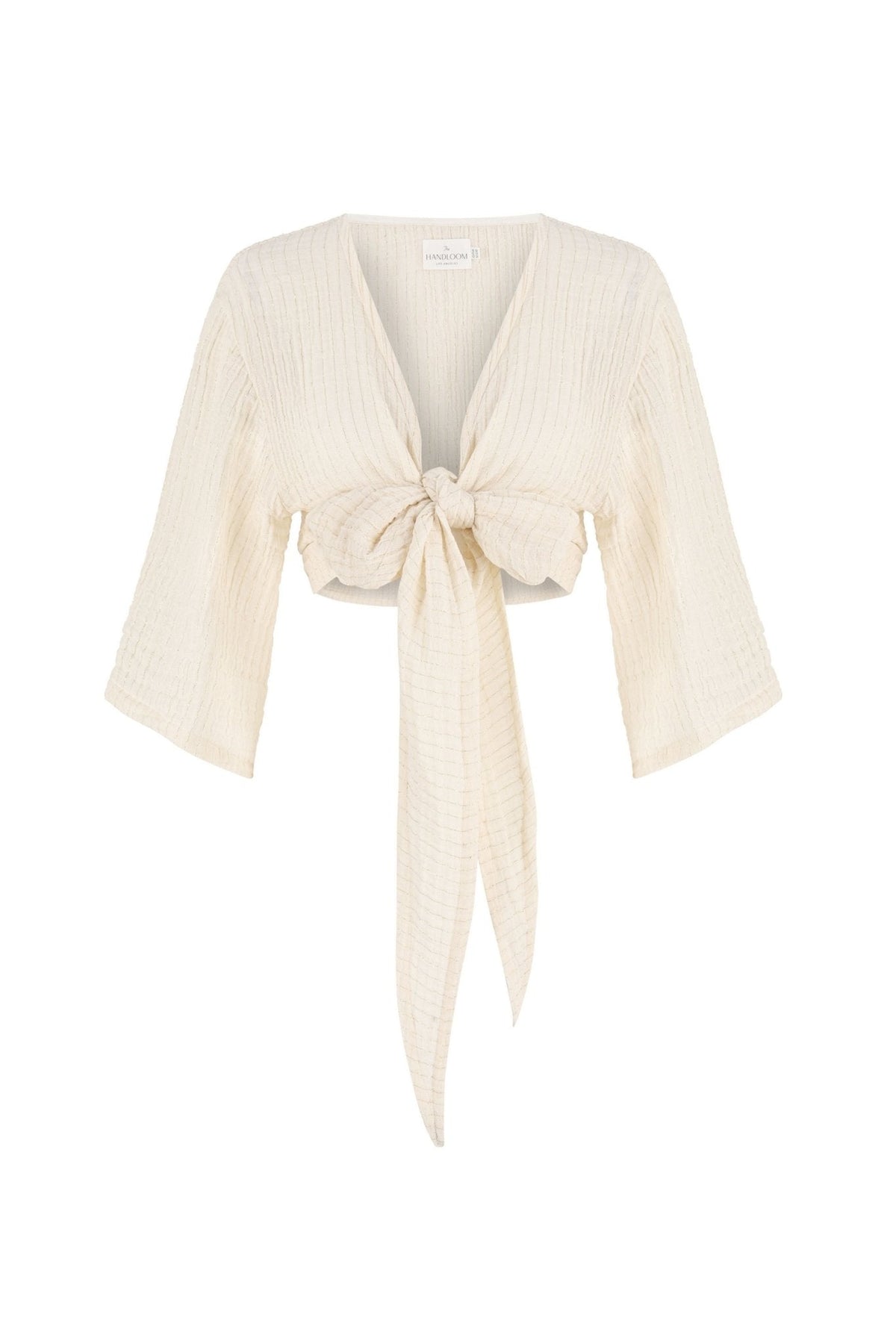 THE HAND LOOM Bali Wrap Top - Natural With Gold Stripes