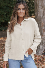 Apricot Garden Crinkle Sleeve Oversized 100% Cotton Womens Shirt