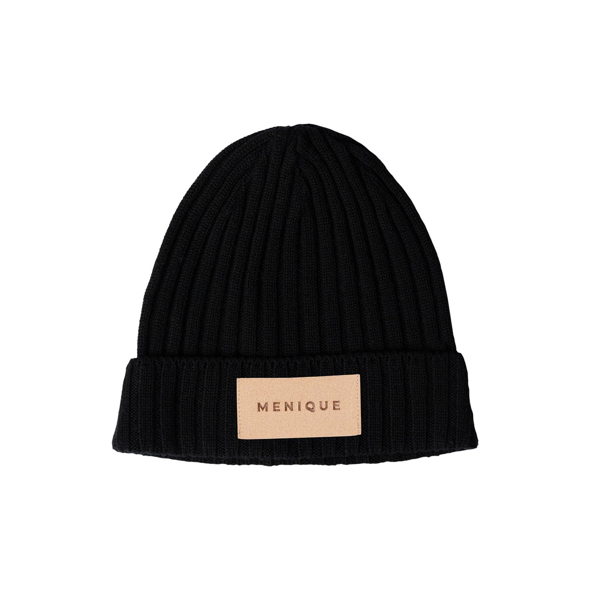 MENIQUE Logo Knit Ribbed Beanie