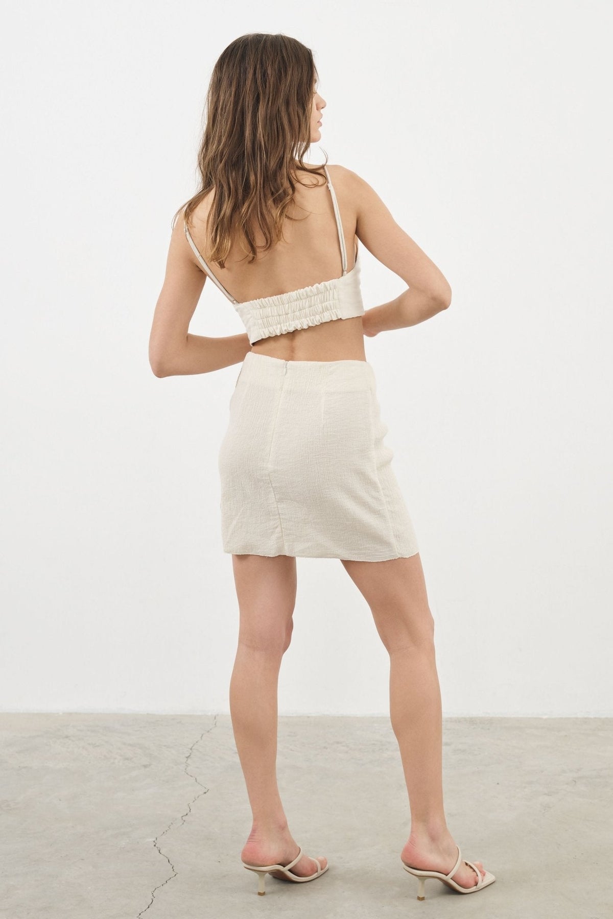 THE HAND LOOM Bella Womens Mini Skirt - Natural