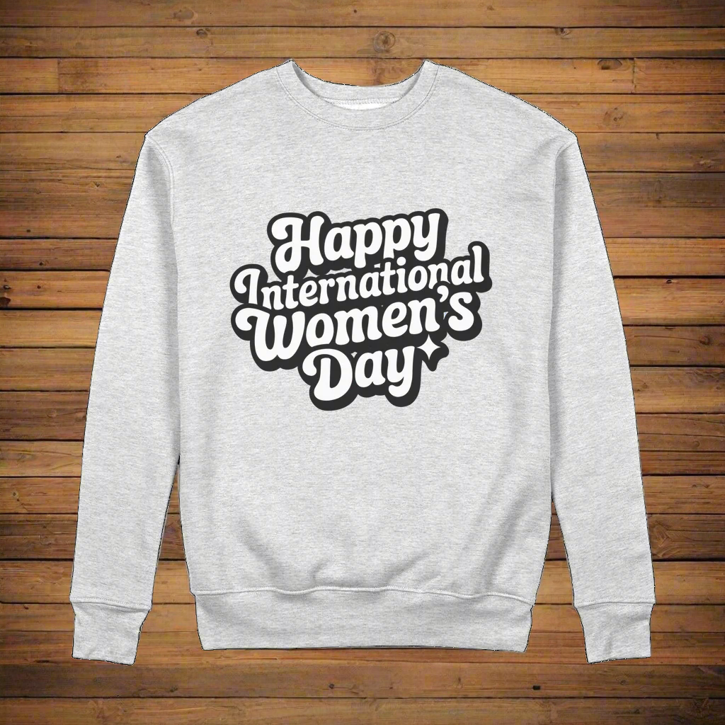 Happy International Womens Day 100% Organic Cotton Womens Graphic Sweatshirt