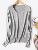 October Mist V-Neck Silk Cashmere Womens Pullover